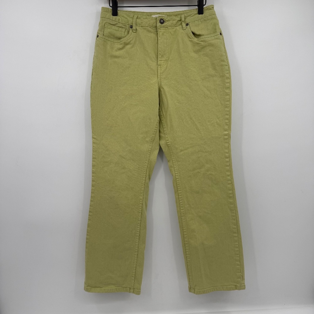Coldwater Creek Jeans Women 10P Green Denim Stretch Mid Rise Straight Leg